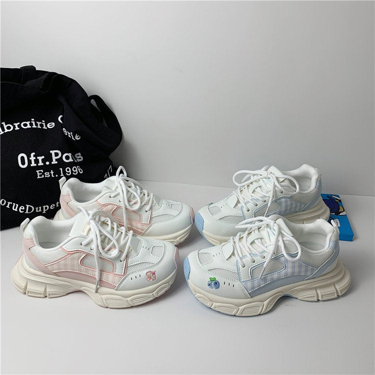 Damen modische Sneakers mit aufgepolsterter Sohle und atmungsaktiver Mesh-Oberfläche Drune