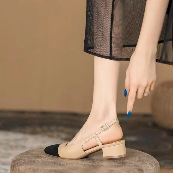 Damen Slingback-Pumps mit komfortablem Blockabsatz und feinem Lederdesign Drune