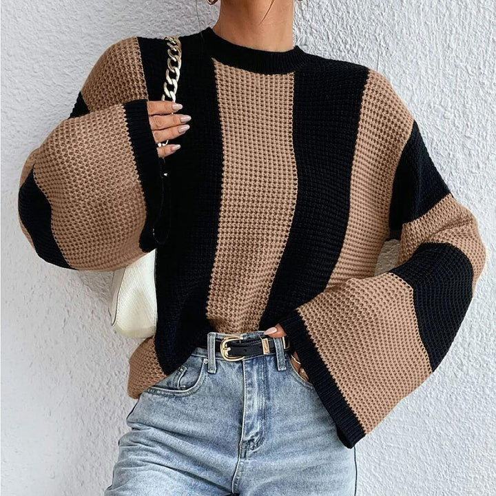 Damen modischer Pullover mit breiten Ärmeln und strukturiertem Muster Drune