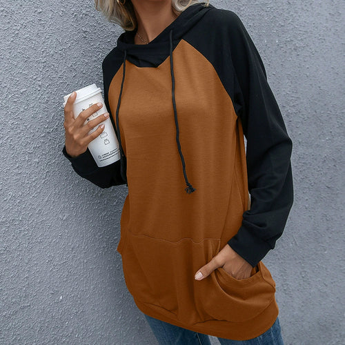 Drune | Hoodie Lockere Passform Weiches Strickmaterial Raglanärmel Kapuze mit Kordelzug