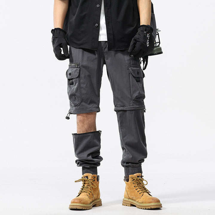 Herren Cargo-Jogginghose im Utility-Stil mit Elastikbund, Kordelzug und Multifachtaschen Drune