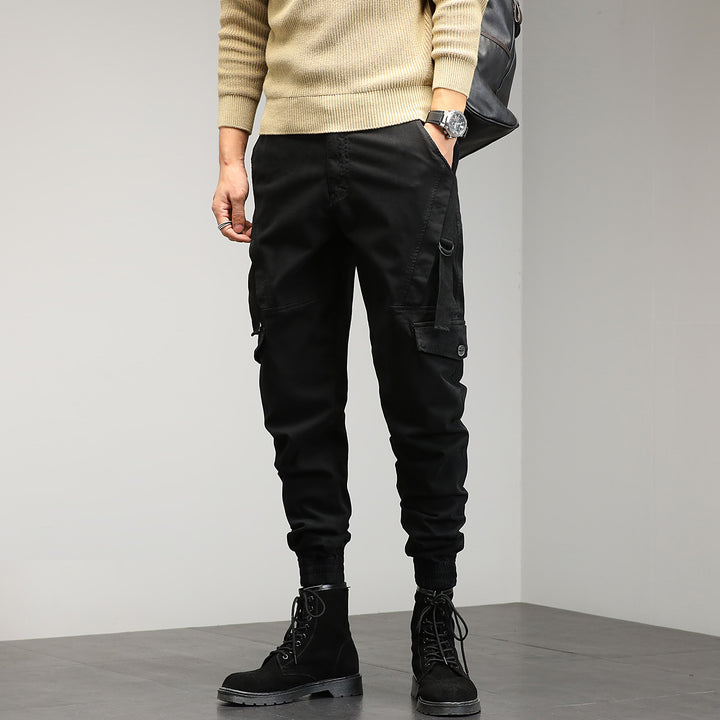 Herren Tapered Cargo‑Jogger mit D‑Ring, Kniepaneelen und elastischen Bündchen Drune