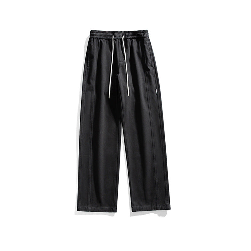 Herren Straight-Cut Freizeit‑Hose mit elastischem Bund, Tunnelzug und dekorativen Nahtpasse Drune