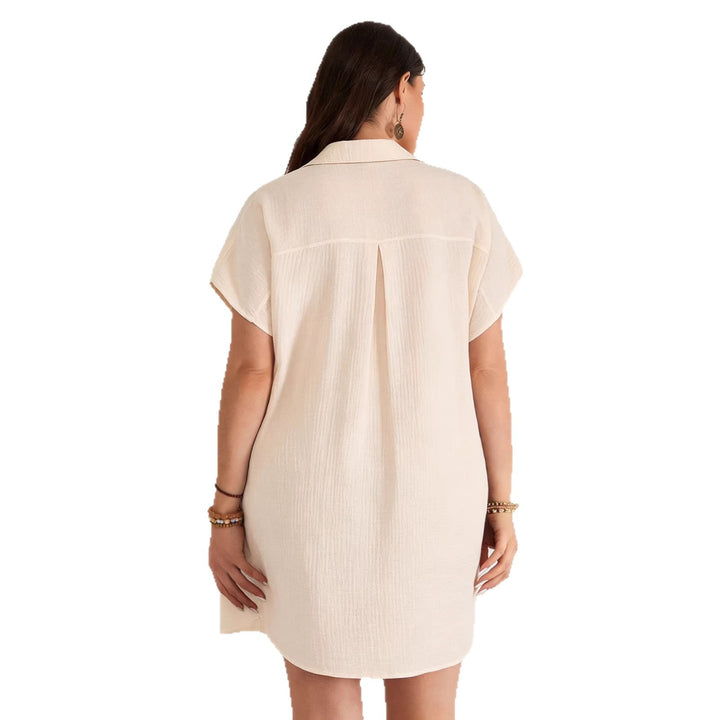 Damen lässiges Hemdblusenkleid mit Knopfleiste und zwei Taschen Drune