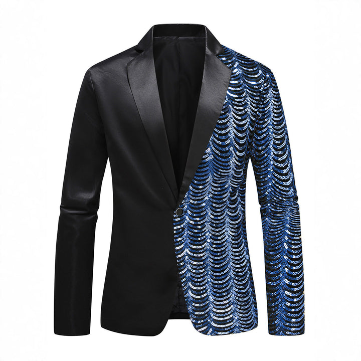 Herren Glamour-Smoking-Sakko mit halbseitigem Paillettenbesatz und Satinrevers Drune
