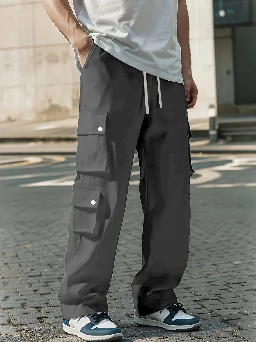 Herren Locker geschnittene Cargo-Jogginghose mit Tunnelzug & Mehrfachtaschen Drune