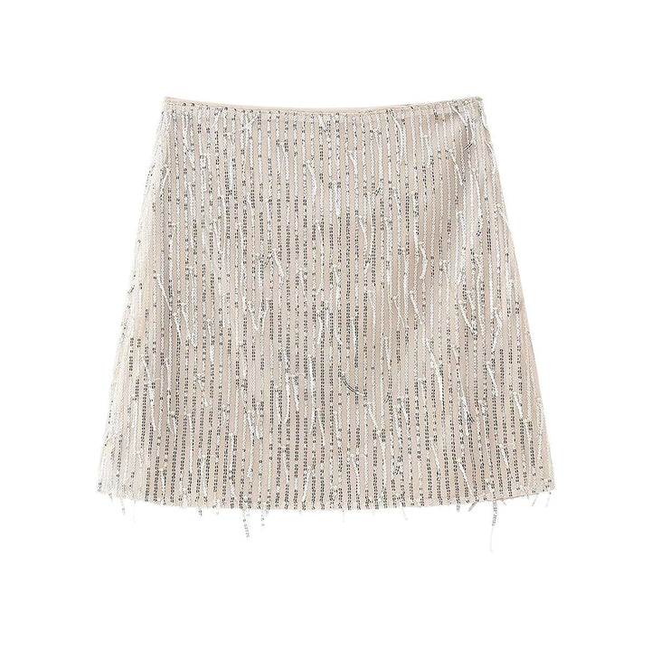 Damen Glitzernder Minirock mit auffälligem Fransen-Design Drune