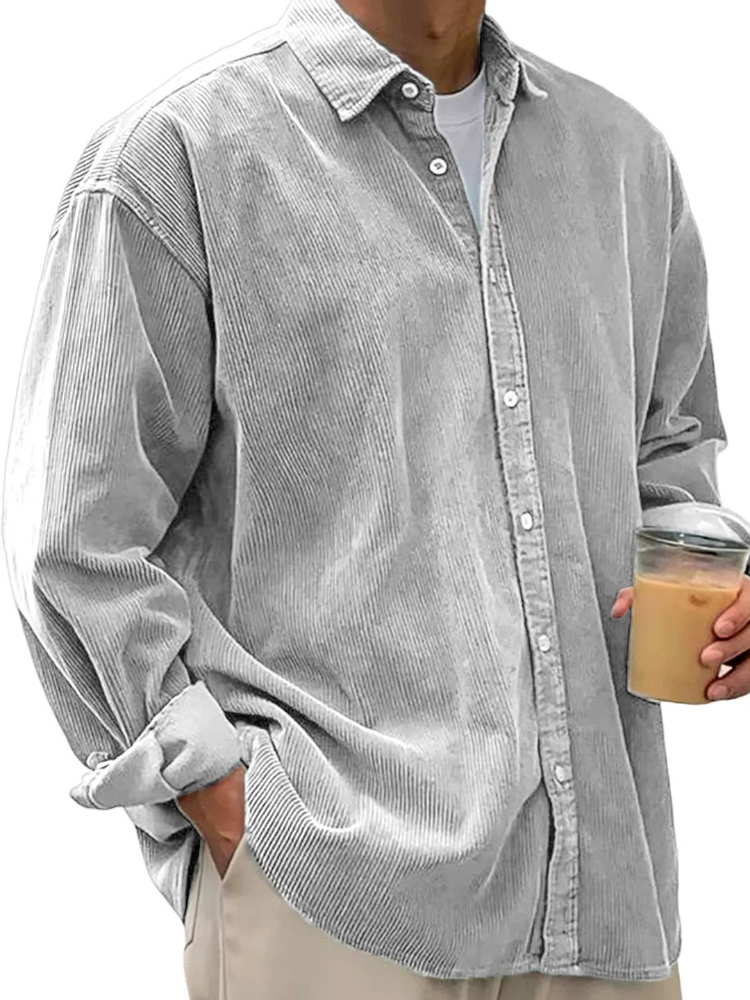 Herren nan oversized Cordhemd mit feiner Breitcord-Struktur und entspannter Silhouette Drune