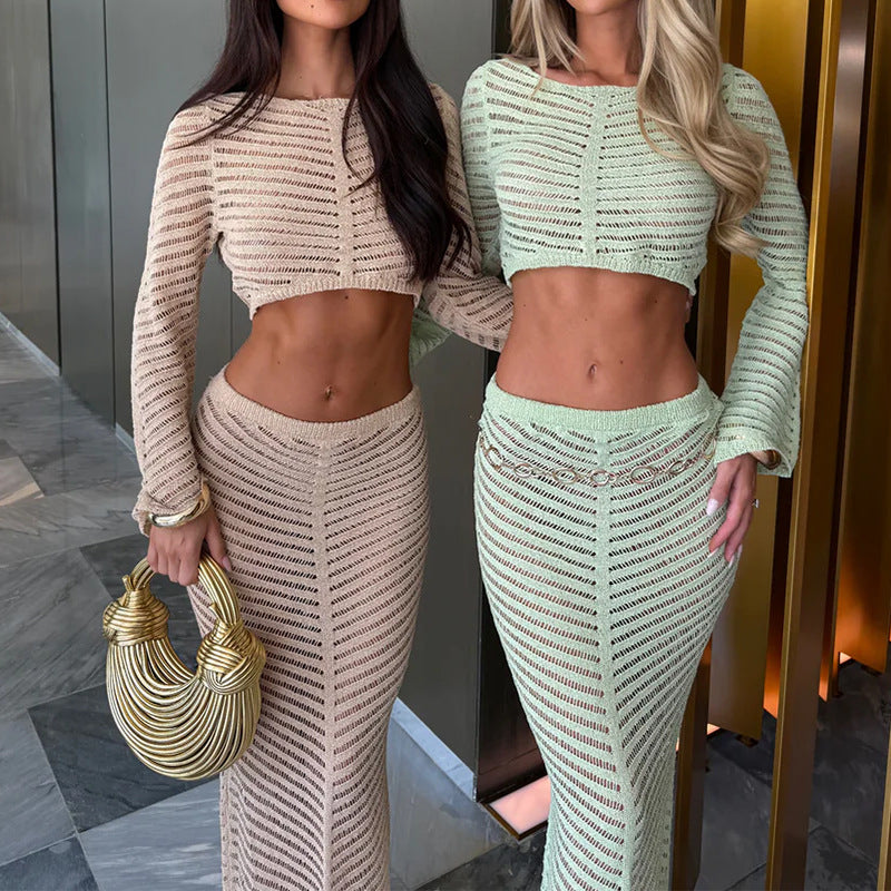 Damen Crop-Top und Maxi-Rock Set Drune