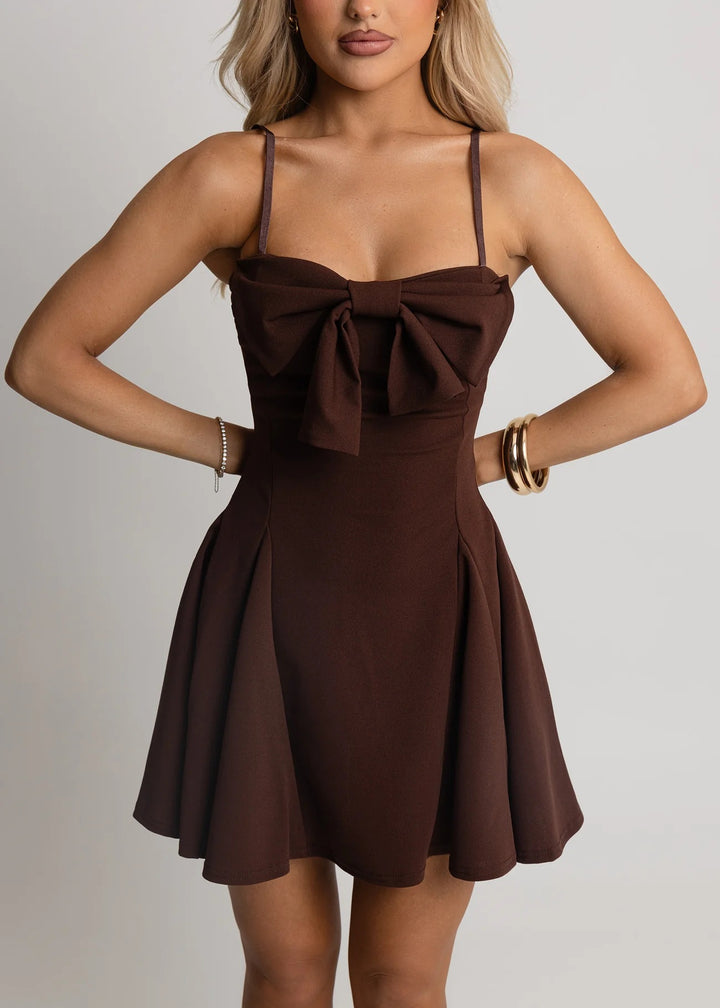 Damen Freizeitkleid mit dekorativem Schleifen-Detail und schwingendem Rock Drune