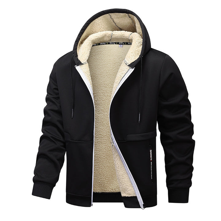 Herren Warme Kapuzenjacke mit Fleece-Innenfutter Drune