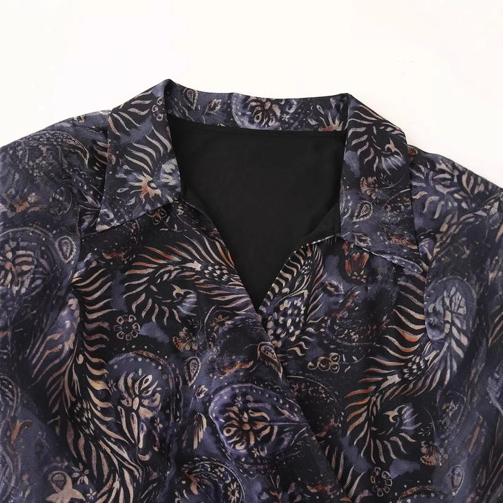 Damen nan drapiertes Wickelchiffon-Blusentop mit Hemdkragen und langen Bindeschleifen Drune