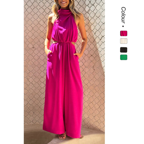 Damen Jumpsuit mit seitlichen Cut-Outs und komfortablem Weitbein-Design Drune