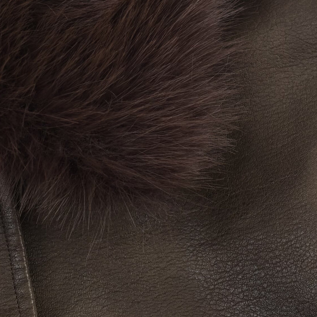 Damen Kunstlederjacke mit abnehmbarer Kunstfellkragen und praktischen Taschen Drune