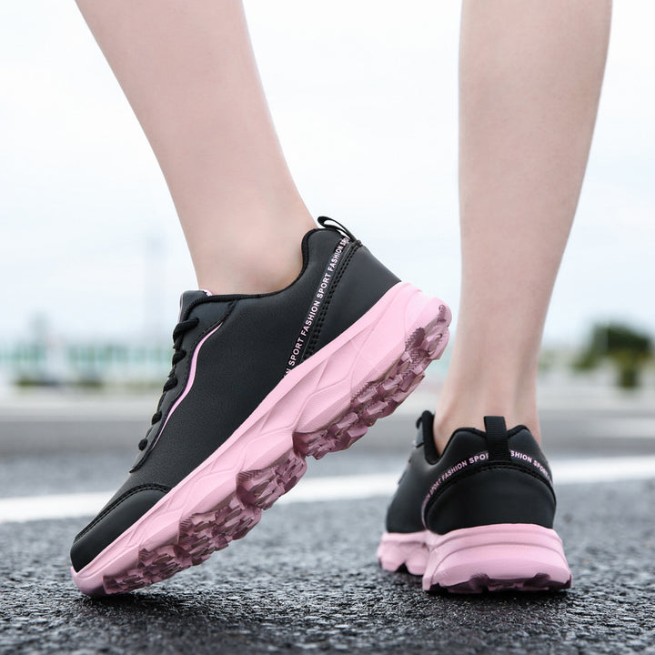 Damen nan urbaner Kunstleder-Sneaker mit gepolstertem Fersenkragen, stoßdämpfender Leichtsohle und Fersenlasche Drune