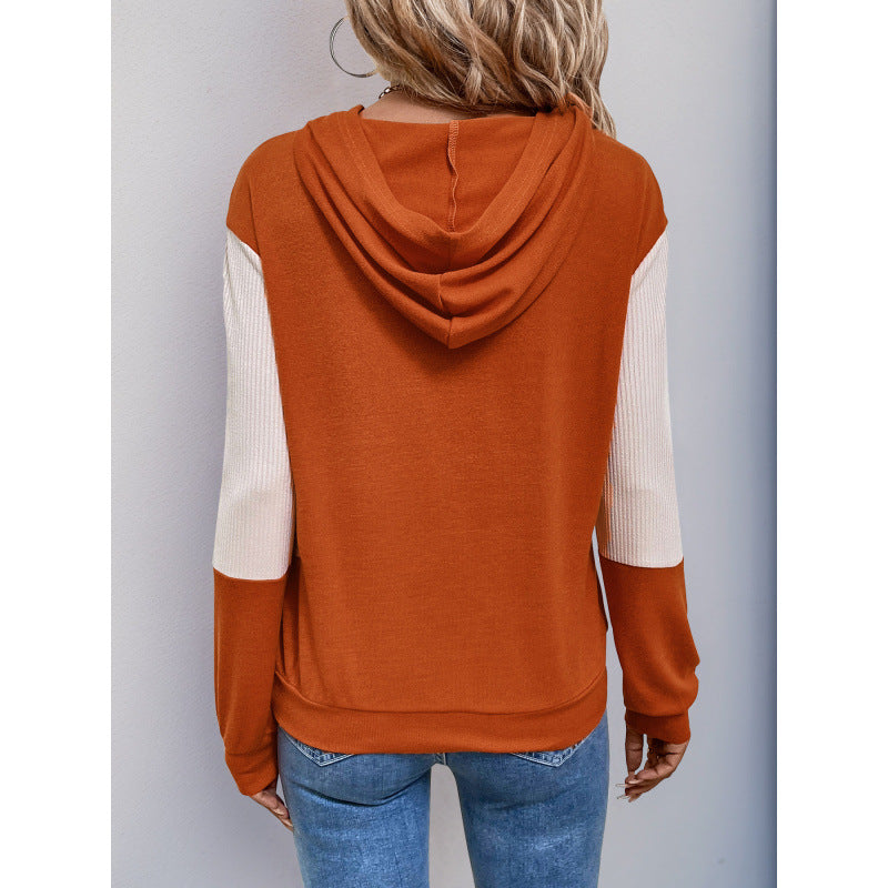 Damen Kapuzenpullover mit modernem Farbmix und strukturiertem Stoff Drune
