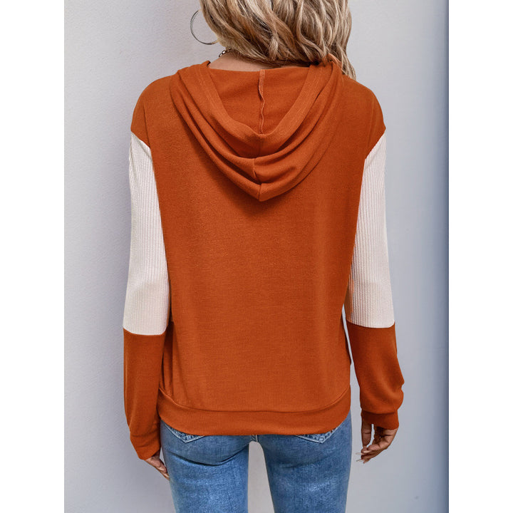 Damen Kapuzenpullover mit modernem Farbmix und strukturiertem Stoff Drune
