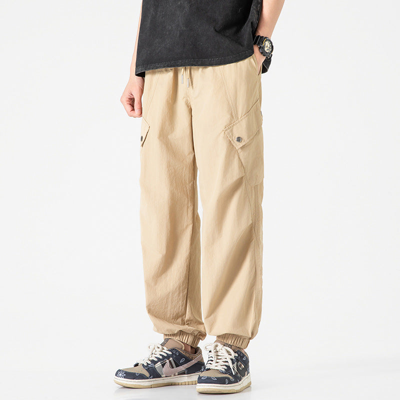 Herren utilitarische Cargo-Joggerhose mit Tunnelzugbund, Mehrfachtaschen und elastischem Knöchelabschluss Drune