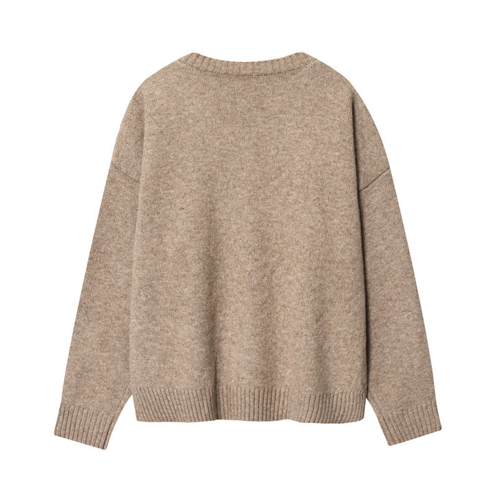 Damen V-Ausschnitt Pullover aus weicher Wolle Drune