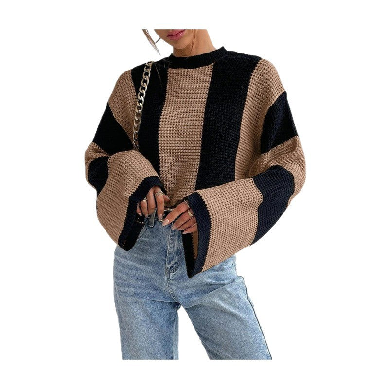 Damen modischer Pullover mit breiten Ärmeln und strukturiertem Muster Drune