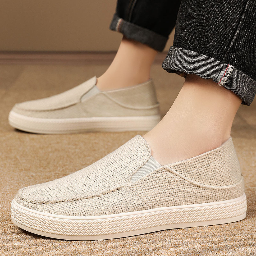 Damen nan gestrickter Slip-On-Freizeitschuh mit elastischem Einstieg und strukturierter Plateausohle Drune