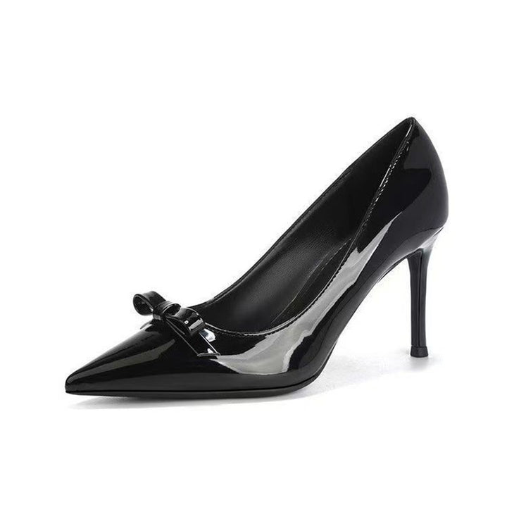Damen Spitz zulaufende Lack-Pumps mit Zierschleife und schlankem Stiletto-Absatz Drune