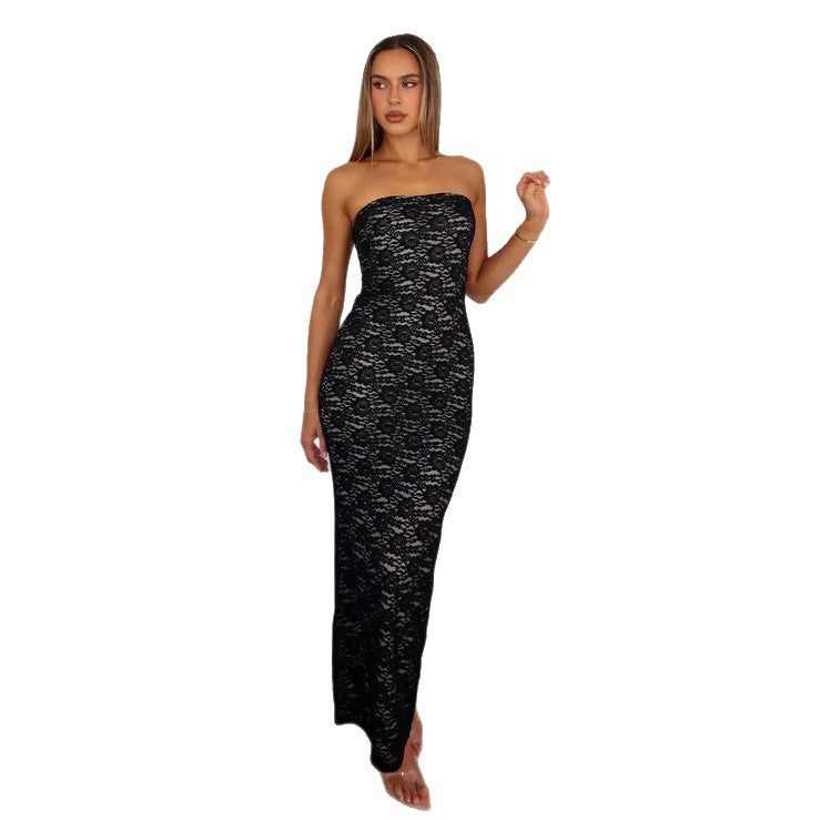 Damen Spitzenkleid im ärmellosen Design Drune