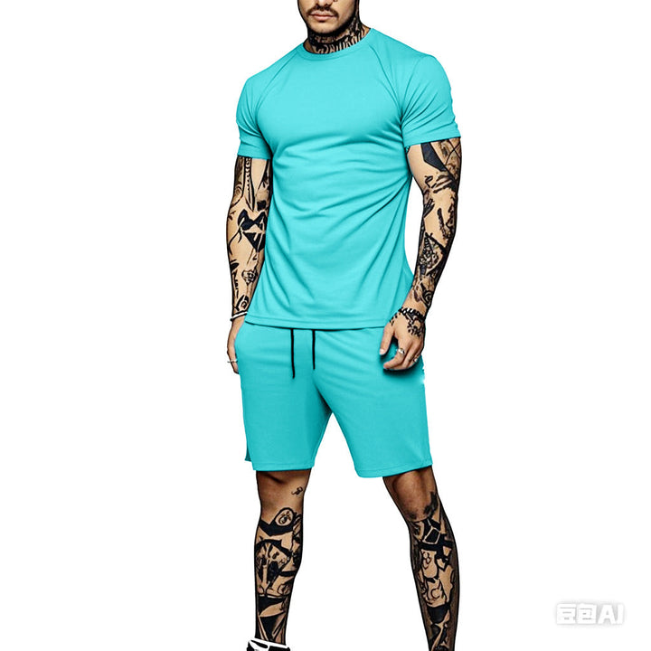 Herren Sportliches Kurzarm- und Shorts-Set mit kontrastierenden Details Drune
