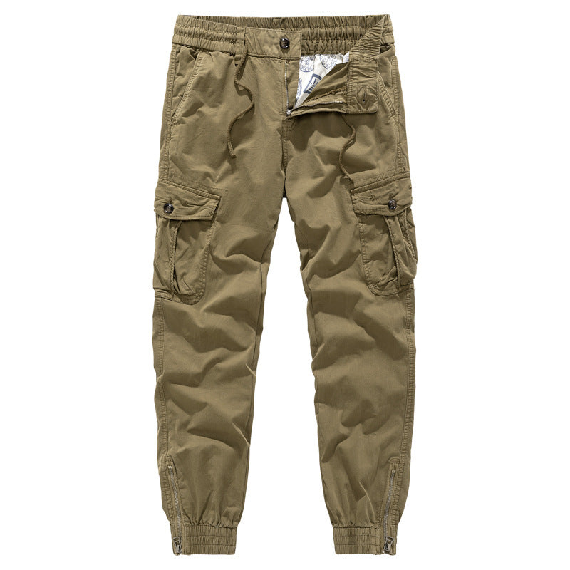 Herren Tapered-Cargo-Jogger aus Baumwoll-Twill mit elastischem Tunnelzugbund, Klapp-Utility‑Taschen und Knöchelreißverschlüssen Drune