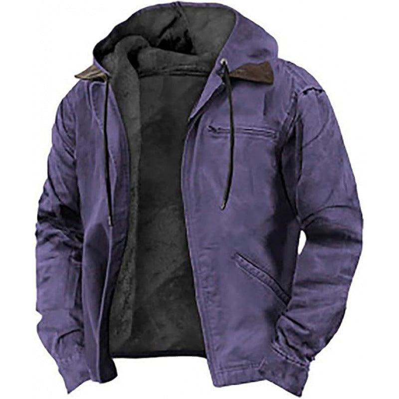 Herren Gefütterte Fieldjacke mit Kapuze und Sherpa-Futter Drune