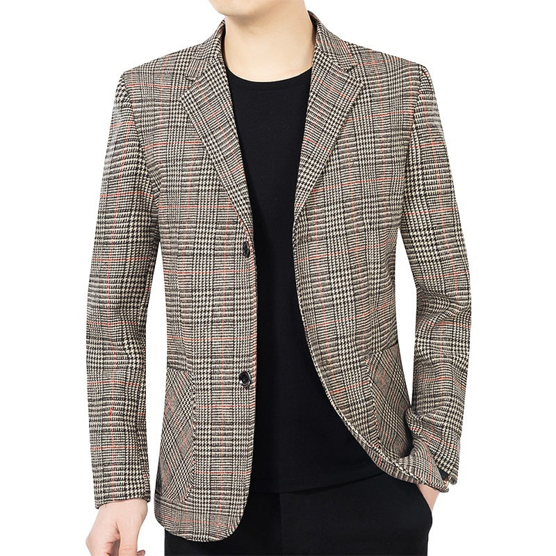 Herren Glencheck-Sakko Slim Fit aus Wollmischung mit dezentem Overcheck Drune