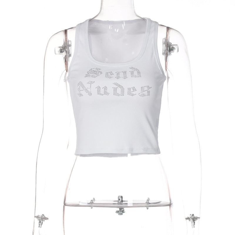 Damen Crop-Top mit funkelndem Schriftzug Drune