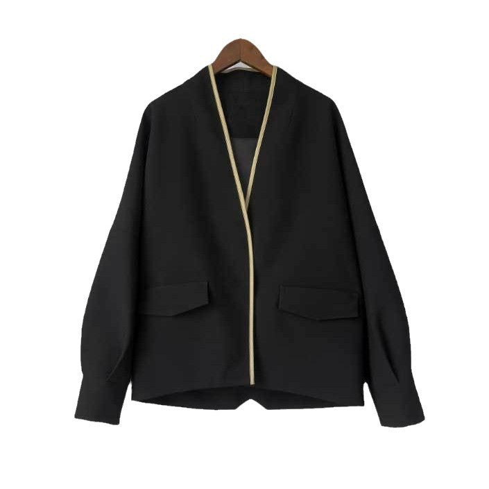 Damen Modische Blazerjacke mit eleganter Paspel Drune