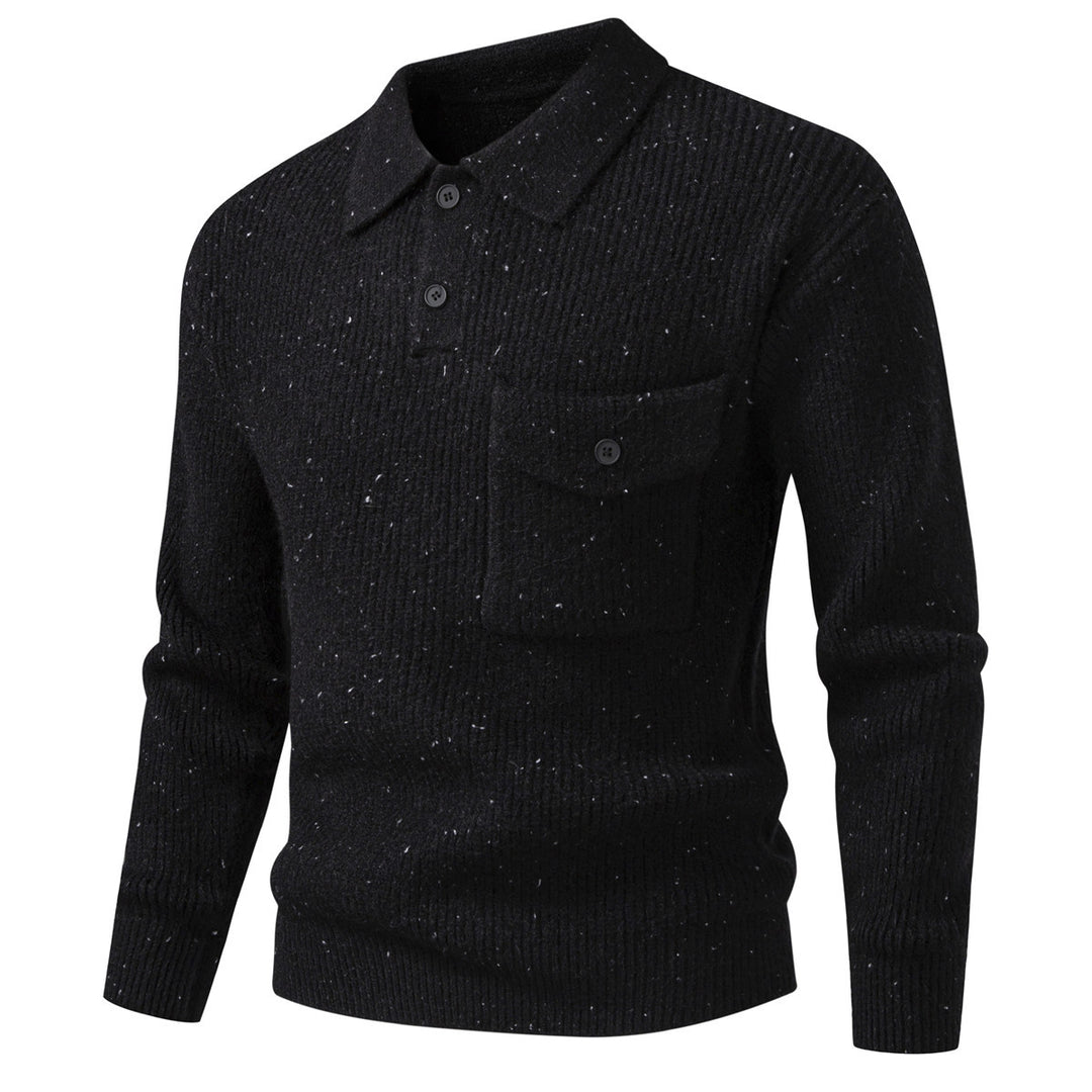 Herren Polokragen-Pullover aus Rippenstrick mit aufgesetzter Brusttasche Drune