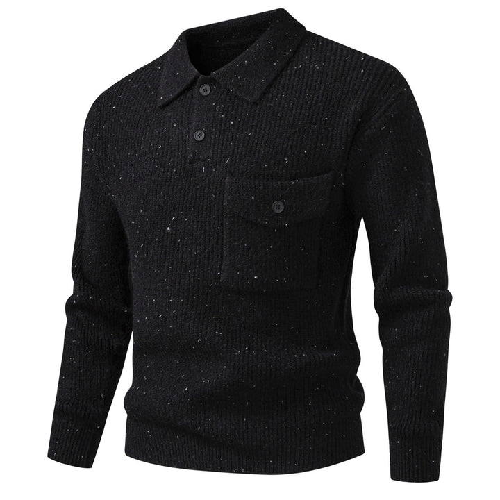 Herren Polokragen-Pullover aus Rippenstrick mit aufgesetzter Brusttasche Drune
