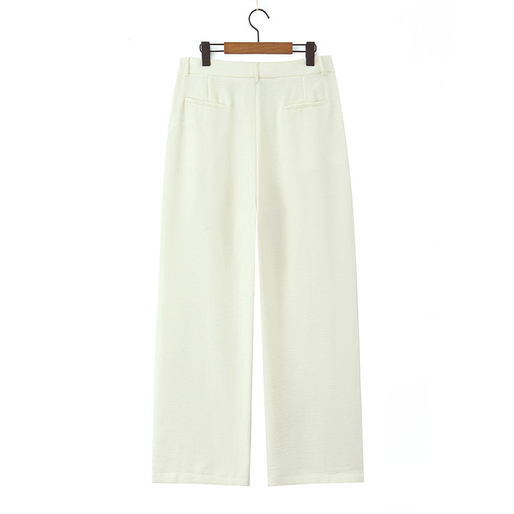 Damen Leicht fallende Highwaist Palazzohose mit weitem Bein und Bügelfalte Drune