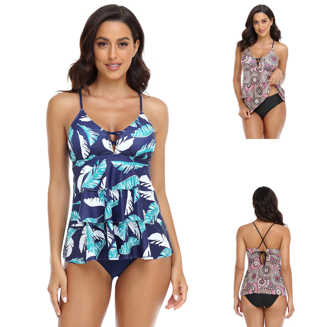 Damen Tankini-Set mit elastischem Oberteil und schwingendem Rock Drune