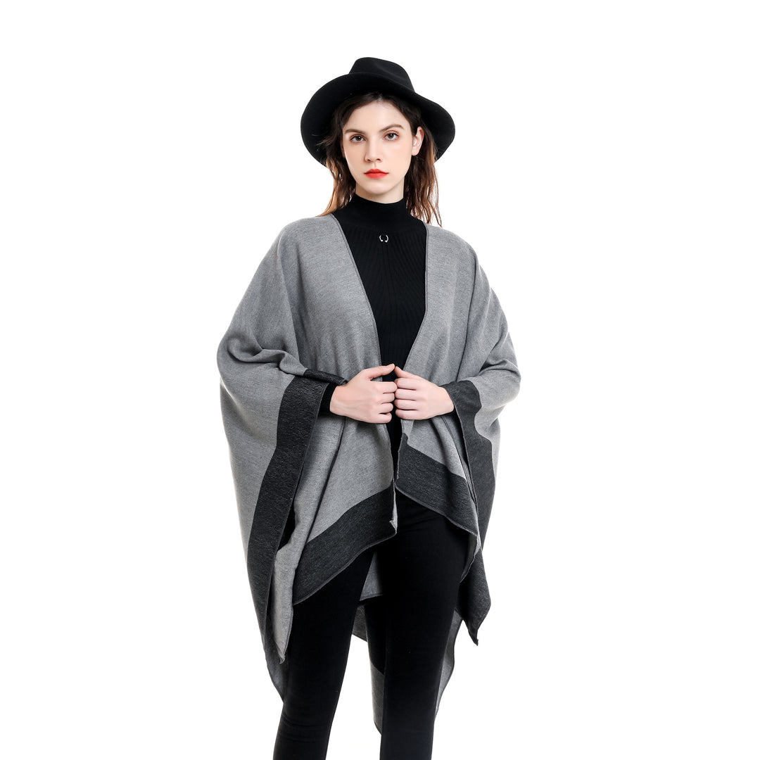 Damen Wendbarer Poncho-Cape aus Kaschmir-Mix mit Oversize-Schnitt Drune