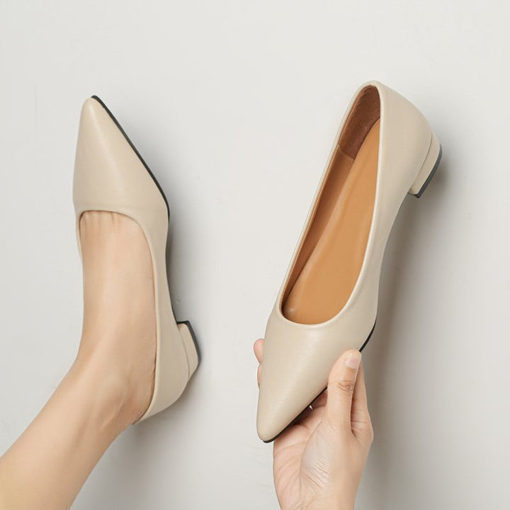 Damen elegante spitze Ballerinas mit bequemem Blockabsatz Drune