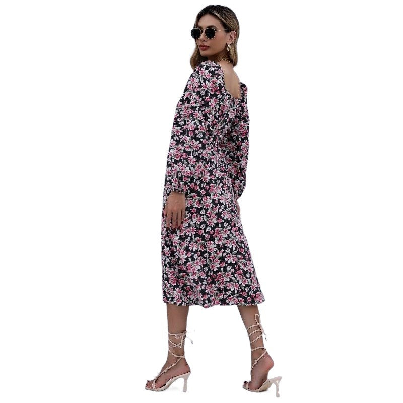 Damen Floral Maxikleid mit Rüschendetails Drune