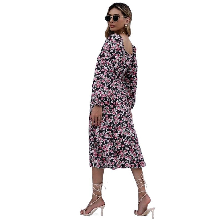 Damen Floral Maxikleid mit Rüschendetails Drune