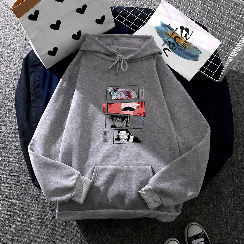 Damen nan Oversize Kapuzenpullover mit Manga-Frontprint und Kängurutasche Drune
