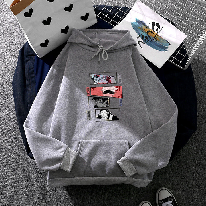 Damen nan Oversize Kapuzenpullover mit Manga-Frontprint und Kängurutasche Drune