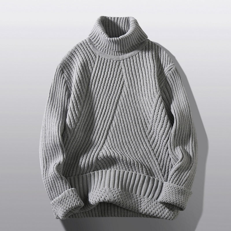 Herren Strickpullover mit hohem Kragen und strukturiertem Zopfdesign Drune
