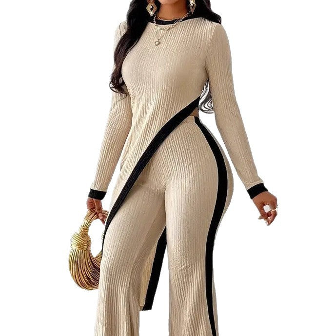 Damen Moderner Jumpsuit mit seitlichem Schlitz und kontrastierenden Akzenten Drune