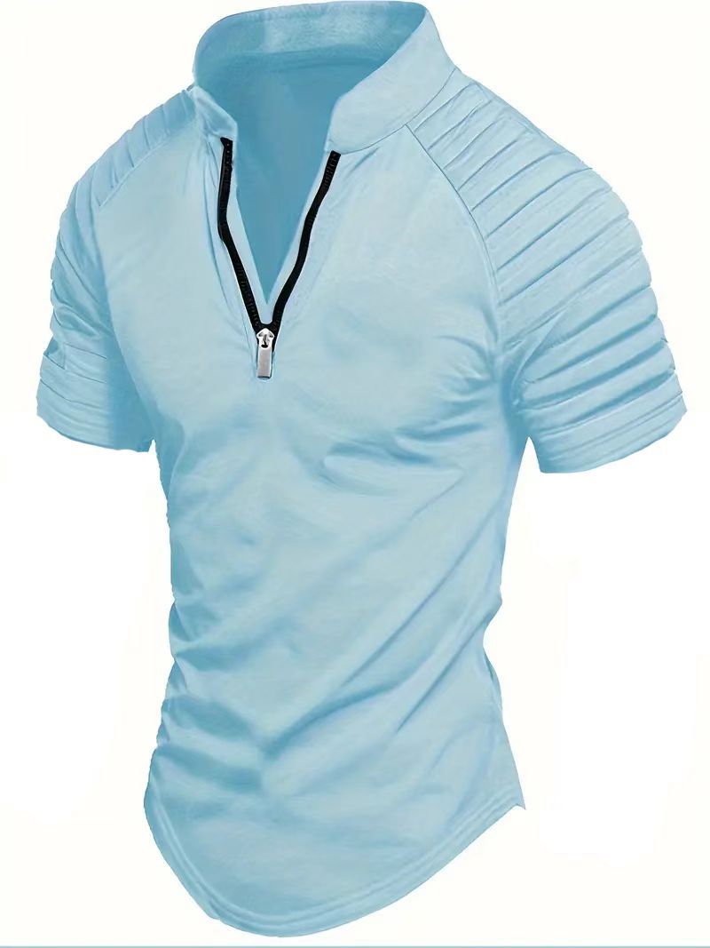 Herren sportliches Funktionsshirt mit halbem Reißverschluss und Rippdetails Drune