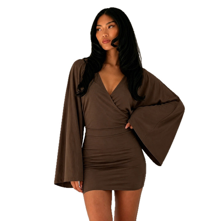 Damen nan Wickel-Minikleid mit Kimonoärmeln, taillierter Miedernaht und stretchigem Jersey Drune