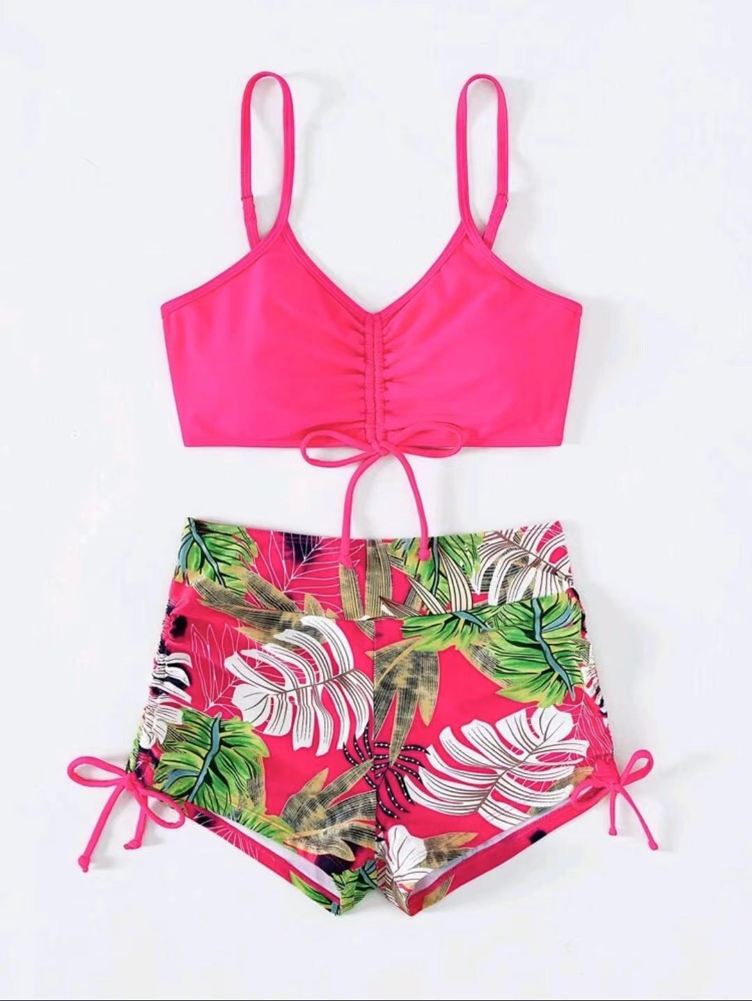 Damen Zweiteiliges Bikini-Set mit sportlichem Oberteil und hochgeschnittenen Shorts Drune