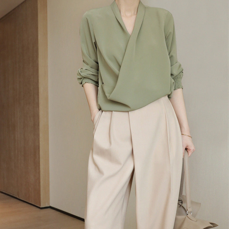 Damen Elegante Wickelbluse Drune