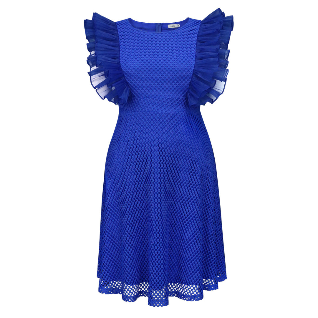 Damen Trendiges Kleid mit Rüschenschulter Drune